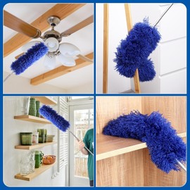 100-inch Extra-Long Microfiber Feather Duster Extendable Duster, Scratch-Resistant Cover, Bendable Washable Head & Long Handle Dusters for Cleaning Ceiling Fan, High Ceiling, Blinds, Furniture & Cars