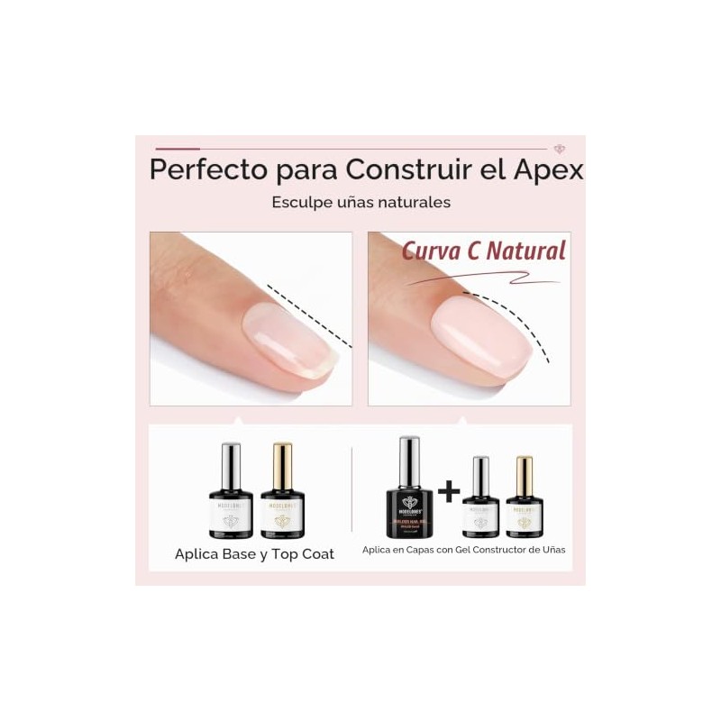 modelones- Kit de construcción de uñas en gel con base