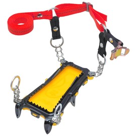 M.walk 6 Prong Crampons Light Nylon Band, Buckle Fixed, One Size Fits Most, Made in Japan (Red)