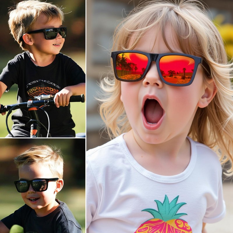 MAXJULI Polarized Kids Sunglasses for girls boys, Flexible TPEE Rubber