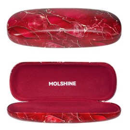 molshine Hard PU Leather Glasses Case, Portable Travel Glasses Case for Men, Women, Girls, Travel, Study, Work, red