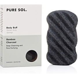 Konjac Sponge - Activated Charcoal - Body Sponge, 100% Natural Sponge, Eco-friendly - Gentle Exfoliating Sponge, Deep Cleansing, Improved Skin Texture - Konjac Body or Facial Cleansing Sponge - Natural Beauty Products - Free of Chemicals, Parabens, Sulpha