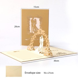 JeoPoom Wedding Greeting Cards, Pop-up Card, 3D Greeting Card, Folding Card with Envelope, Pop Up Wedding Greeting Card, Folding Card for Wedding, Anniversary, Valentine's Day