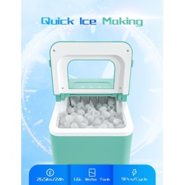 ARLIME Countertop Ice Maker Machine Portable Compact Ice Cube Maker, 9 Ice Ready in 8 Mins, 26Lbs/24H, Self-Cleaning Electric Ice Maker with Scoop and Basket for Home, Office, Party, Bar (Green)