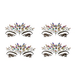 Face Jewels Gemstone Stickers Set of 4 Glitter Rhinestones Face Festival Make-Up B34 Rainbow