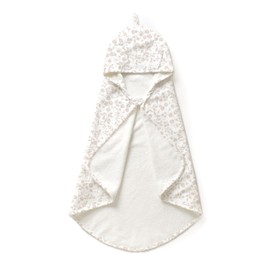 MakeMake Organics Organic Cotton Hooded Towel Baby Toddler GOTS Certified Organic Cotton Beach Poncho Towel Large Absorbent Non Toxic Neutral (Gardenia, 35"x35")