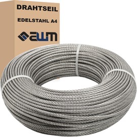 Stainless Steel Rope 7 x 7 Medium Soft Wire Rope Stainless Steel Rope VA4 INOX316 Stainless Steel Rope Stainless Steel Wire Rope Railing Rope (3 mm - 10 Metres)