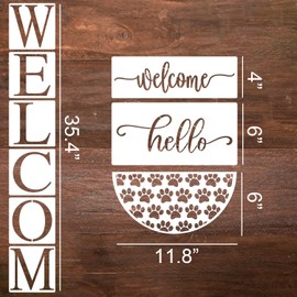 Welcome Stencils for Painting Welcome Stencil for Wood Sign 12" Hello Stencils Reusable Drawing Templates for Wood Wall DIY Home Decor Porch Sign