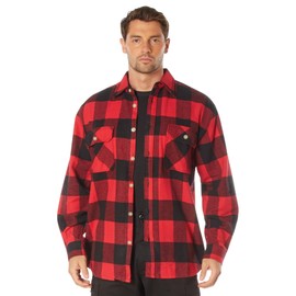 Rothco Buffalo Plaid Flannel Shirt - Rugged Comfortable and Warm Outdoor Shirt Jacket (US, Alpha, 3X-Large, Regular, Regular, Red Plaid)
