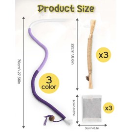 CAPHONT 6 PCS Cat Toys Chew Ropes, 27" Cat Rope Toys with 3 Bags of Catnip and Silvervine Sticks for Kittens and Cats Teeth Cleaning and Dental Care