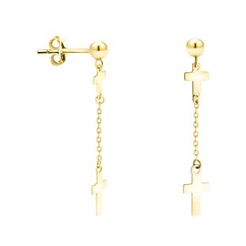 SOFIA MILANI - Women's Earrings 925 Silver Circle Ball Chain Earrings, Yellow Gold, No Gemstone