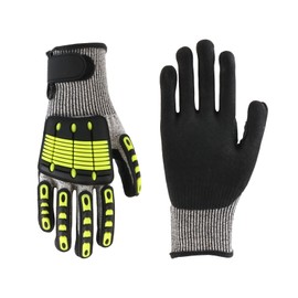 SUNRISING Safety Work Gloves with Impact & Shock Resistance, Heavy Duty Grip, Comfort Fit - Machine Washable, Durable for Construction, Gardening (Large, 1 Pair)