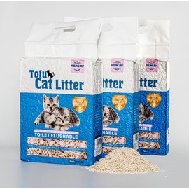 FEELING BEST Tofu Cat Litter16.8LB(5.6LB*3bags) Fast Clumping, Dust-Free,100% Food Grade Raw Materials, Clumping,Flushable,Ultra Absorbent and Fast Drying,Solubility in Water,Really,Less Scattering