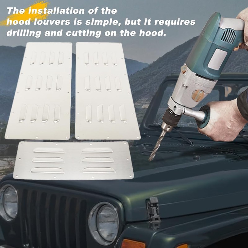 REARACE Vented Hood Louver Kit Fit for Jeep Wrangler TJ