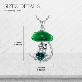 LONAGO Frog Necklace for Women 925 Sterling Silver Cute Frog with Birthstone Pendant Necklace, Sterling Silver, Cubic Zirconia
