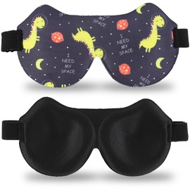 Yemiany Yemiany Kids Eye Masks for Sleeping - 3D Sleep Masks with Adjustable Strap, Cute Kids Sleep Mask, Blackout for Sleeping, Cartoon Pattern Print Eye Covers Blindfold for Sleeping, Dinosaur