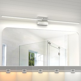 NIORSUN 46.5 Inch Modern Bathroom Light Fixture, 40W 5CCT Dimmable LED Chrome Bathroom Vanity Lights Over Mirror, Vanity Lights for Bathrooms Restroom Mirror