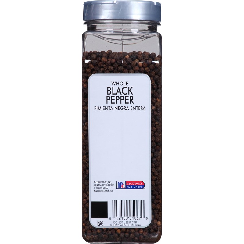 McCormick Culinary Whole Black Pepper, 19.5 oz - One 19.5