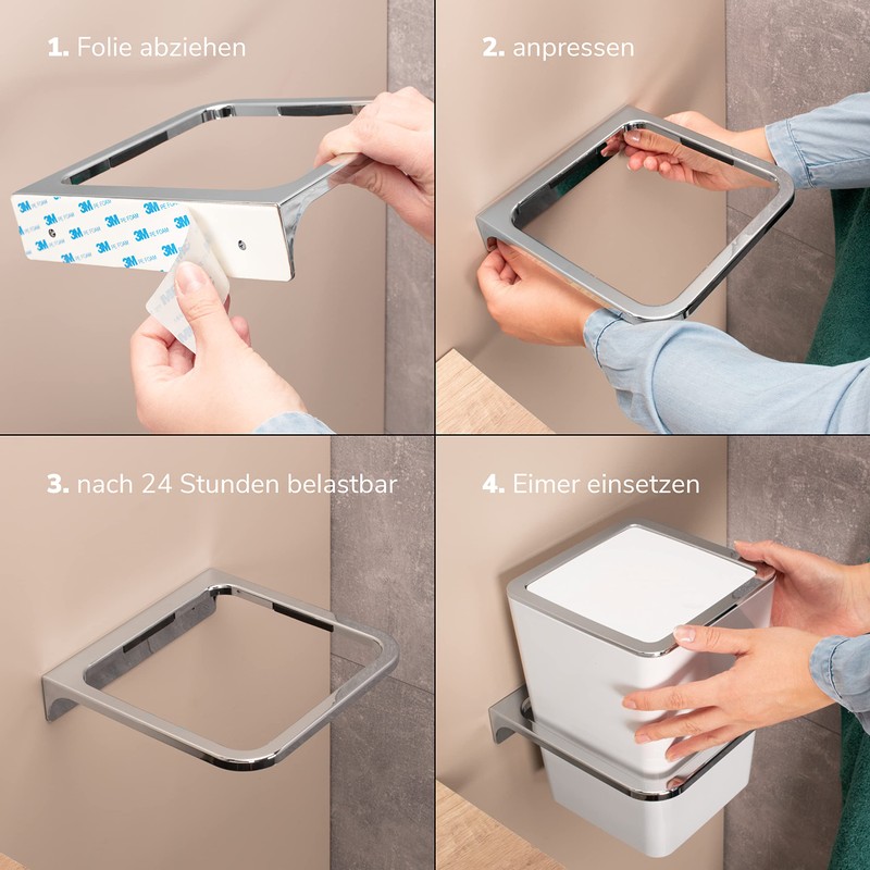 bremermann Savona cosmetic bin incl. wall mount with swing lid,