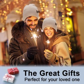 ACTLATI Merino Wool Cuff Beanie Hat for Women Men Winter Knit Fleece Lined Hats Unisex Ski Skull Cap for Cold Weather White