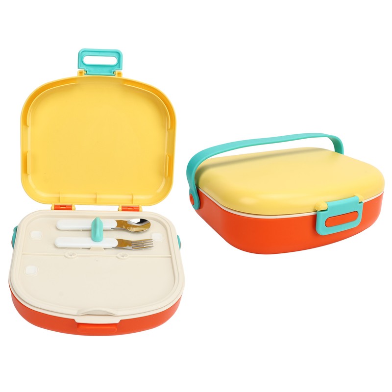 Bento Lunch Box ABS Separate Compartments with Buckle Handle Leakage