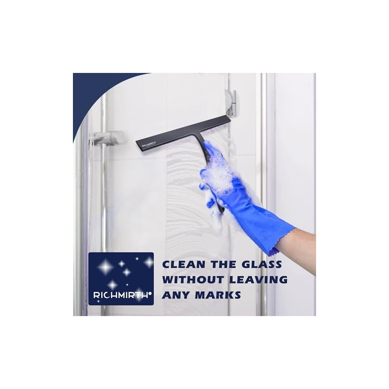 12 Inch Silicone Shower Squeegee with Microfiber Scrubber