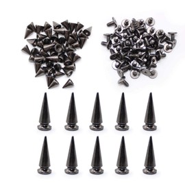 WJUAN 50 Pieces Height 9.5mm Metal Punk Decorative Studs and 10 Pieces Height 24mm DIY Craft Punk Rivets DIY Pointed Screw Rivets with Screw for Bag Leather Craft Projects Clothing