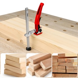 Cuidosful Bench Dog Clamp for Woodworking 3/4" Dog Hole, 2 Pack Quick-Ratchet Bench Clamps with 19mm Non-Slip Bench Dogs, Heavy-Duty Chrome Vanadium, Compatible with MFT Tables and Workbenches