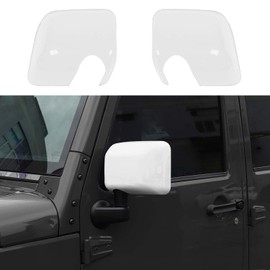 Rearview Mirror Cover Trim Shell Kit Car Rear View Mirror Exterior Decoration Accessories for Jeep Wrangler JK JKU 2007-2017,white
