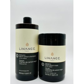 Linange Black Carbon Volcano Shampoo with Active Carbon and Mask 1000ml/33.8 Fl oz