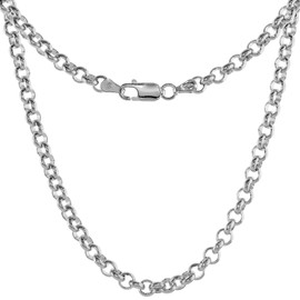 Sterling Silver Italian Rolo Chain Necklace 4mm Medium Thick Nickel Free 22 inch