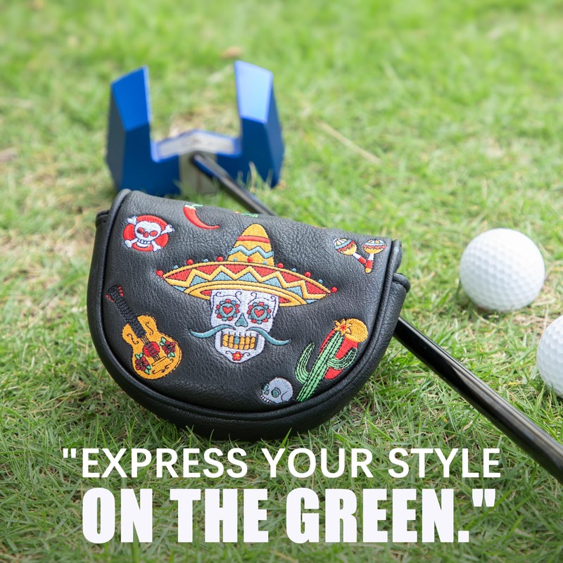 Golf Club Headcover for Drivers, Fairway Woods Covers Sugar Skull