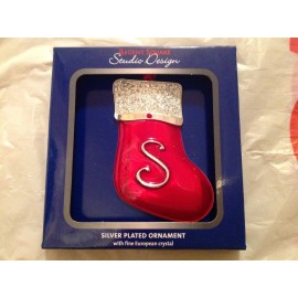 Studio design  NEW STUDIO DESIGN regent square new letter "S" stocking red monogram ornament