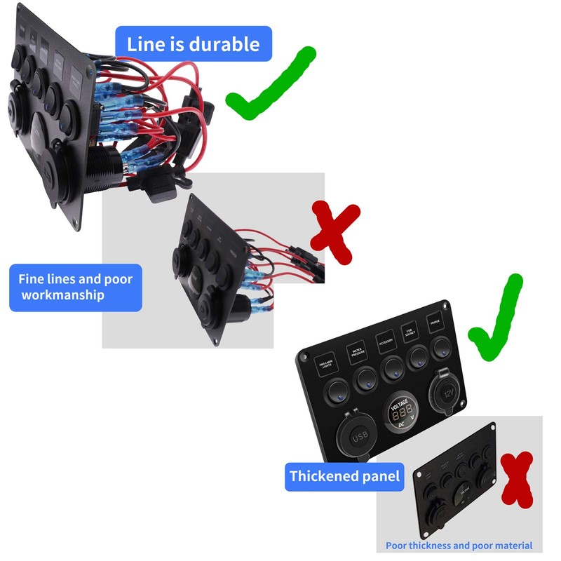12V 5 Gang Toggle Rocker Switch Panel for Boat Waterproof