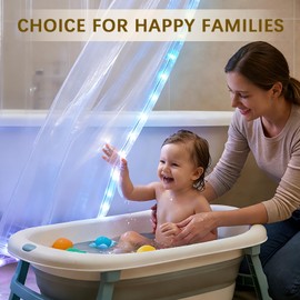 HOUSEWELL Light Up Shower Curtain 72x72, LED Color Changing Waterproof Curtain for Bathroom, Fun Bath Curtain, Waterproof Shower Liner with Magnets
