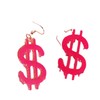 Dollar Sign Pink Gold Drop Earrings Dope Style Boss Lady