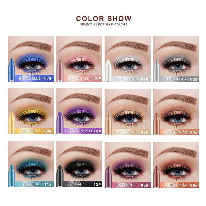 12 Color Eye Shadow Pen Glitter Eyeliner Eye Shadow Pencil