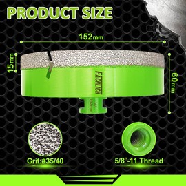 FACHLICH Diamond Core Drill Bit - 6" Tile Hole Saw 152mm Diamond Hole Saw for Porcelain Tile Granite Marble Masonry