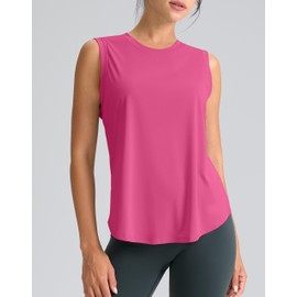 SANTINY Women's Sleeveless Workout Tops Breathable Lightweight Active Tennis Yoga Shirts Athletic Running Tank Tops for Women (Rose_L)