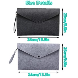 A4 Document Bag - Storage Bag with Press Stud Closure - Ideal for Documents, Office, School, Travel - Felt Document Folder Filing, Teacher Supplies, Organiser (Dark Grey & Light Grey)