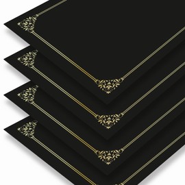 BELLE KR® Black Certificate Holders 8.5 x 11, 50 Pcs - Used as Award Certificate Folders with Gold Foil Border for Letter Size 8.5" x 11" Certificates, Awards, Documents and Diplomas