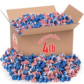 American Flag Kisses, Pack of Red White and Blue Candy Individually Wrapped, Perfect Fourth of July Candy Bulk for Festive Occasions, Patriotic Party Supplies (4 Lb)