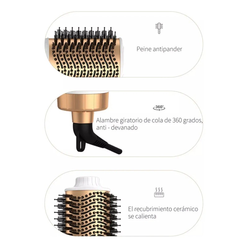 Cepillo Alaciador/rizador De Pelo 4 En 1 Secador De Pelo