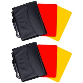 Friencity Football Referee Card Sets, Warning Referee Red and Yellow Cards with Wallet Score Sheets, Pencil Accessories, 2 Packs