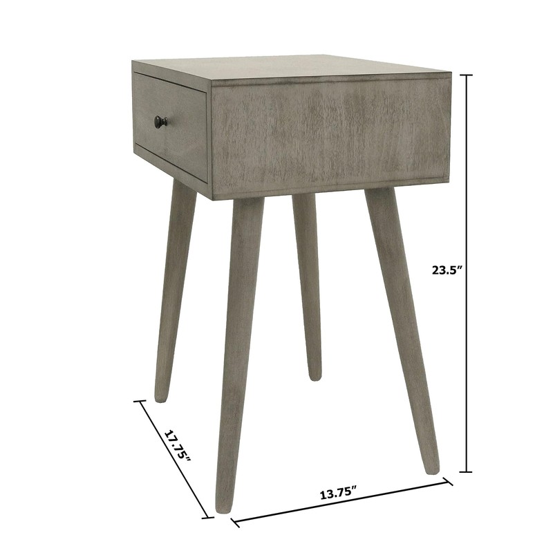 Decor Therapy Mid Century 1-Drawer Wood Side Table, Restoration Grey