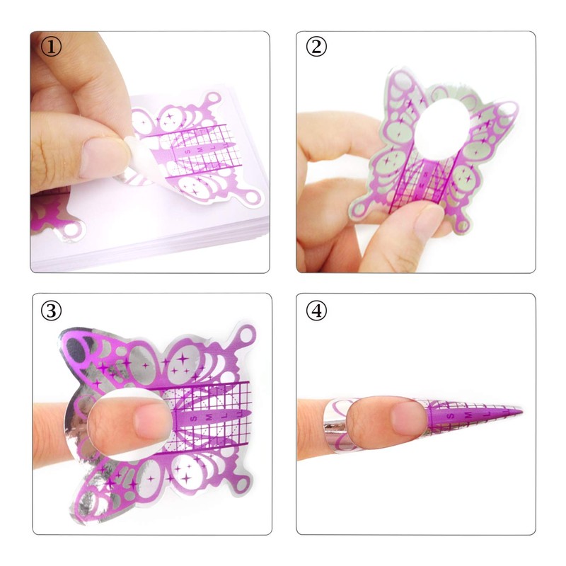 Honbay 100PCS Butterfly-Shaped Acrylic Nail/UV GEL Nail Extension Tips Form