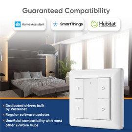 Vesternet Z-Wave 4 Button Smart Wall Controller | Trigger Up To 12 Scenes In Your Smart Home Hub | Compatible with Home Assistant, SmartThings & Hubitat