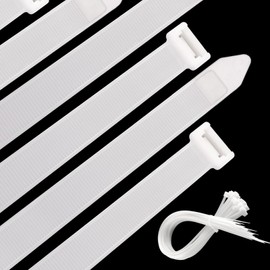 Cable Ties White 1.0 x 31.5 inches (25 x 800 mm) Super Wide Cable Ties Self-Float Tie Wrap Indoor Outdoor Durable UV Resistant Cable Ties Repeated Insulating Lock Pack of 10