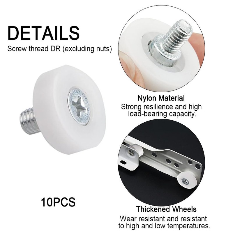 Aoktorkit 10Pcs 25mm Drawer Roller Plastic Pulley Drawer Replacement Wheels
