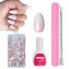 ZAHRVIA Press on Nails Kit, Natural Gradient Pink Fake Nails